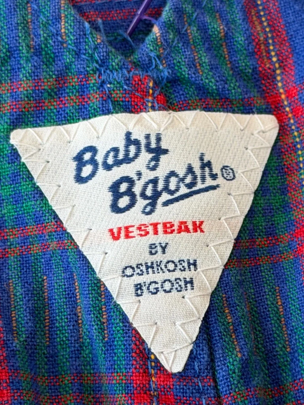 Vintage Oshkosh B Gosh Baby Plaid All Over Teddy Overalls 18M 100% Cotton USA